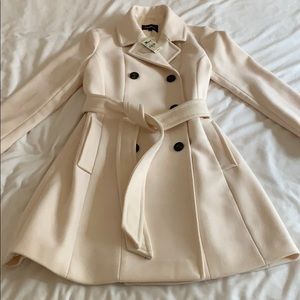 Belted wool blend trench coat